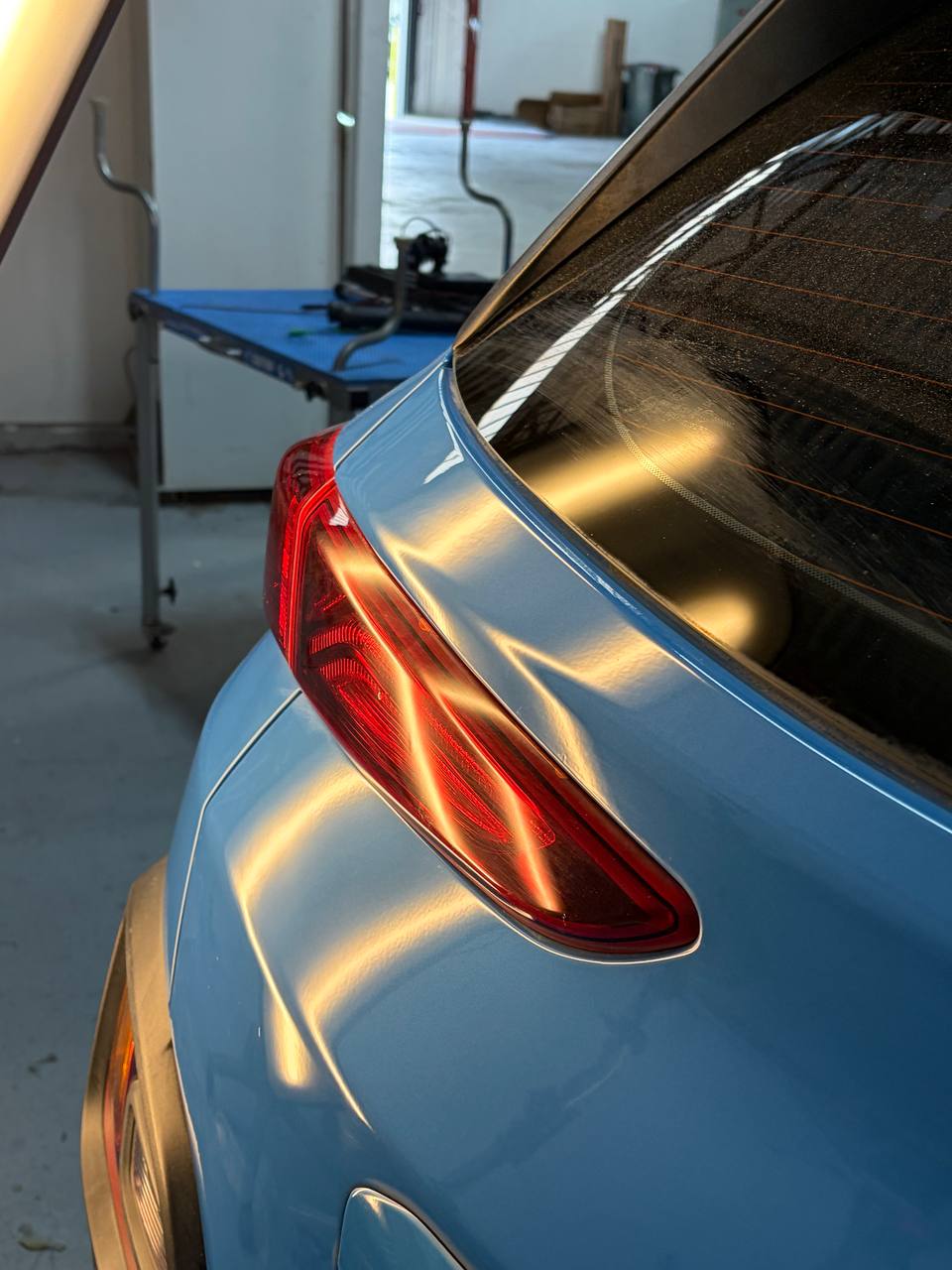 Hyundai Kona tailgate beside the tail light after paintless dent repair